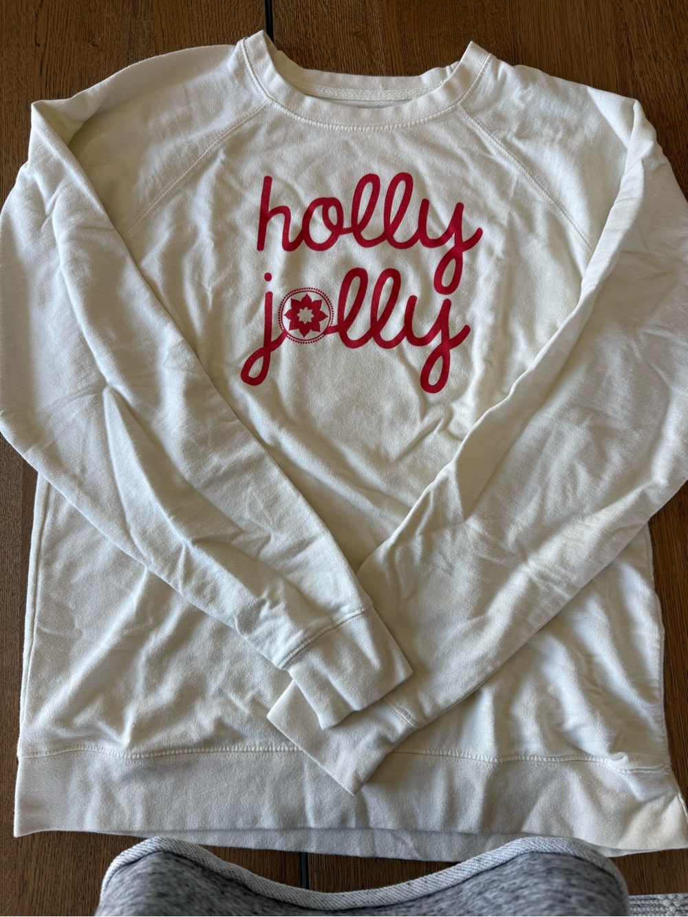 Women's White 'Holly Jolly' Graphic Sweatshirt - Red Script